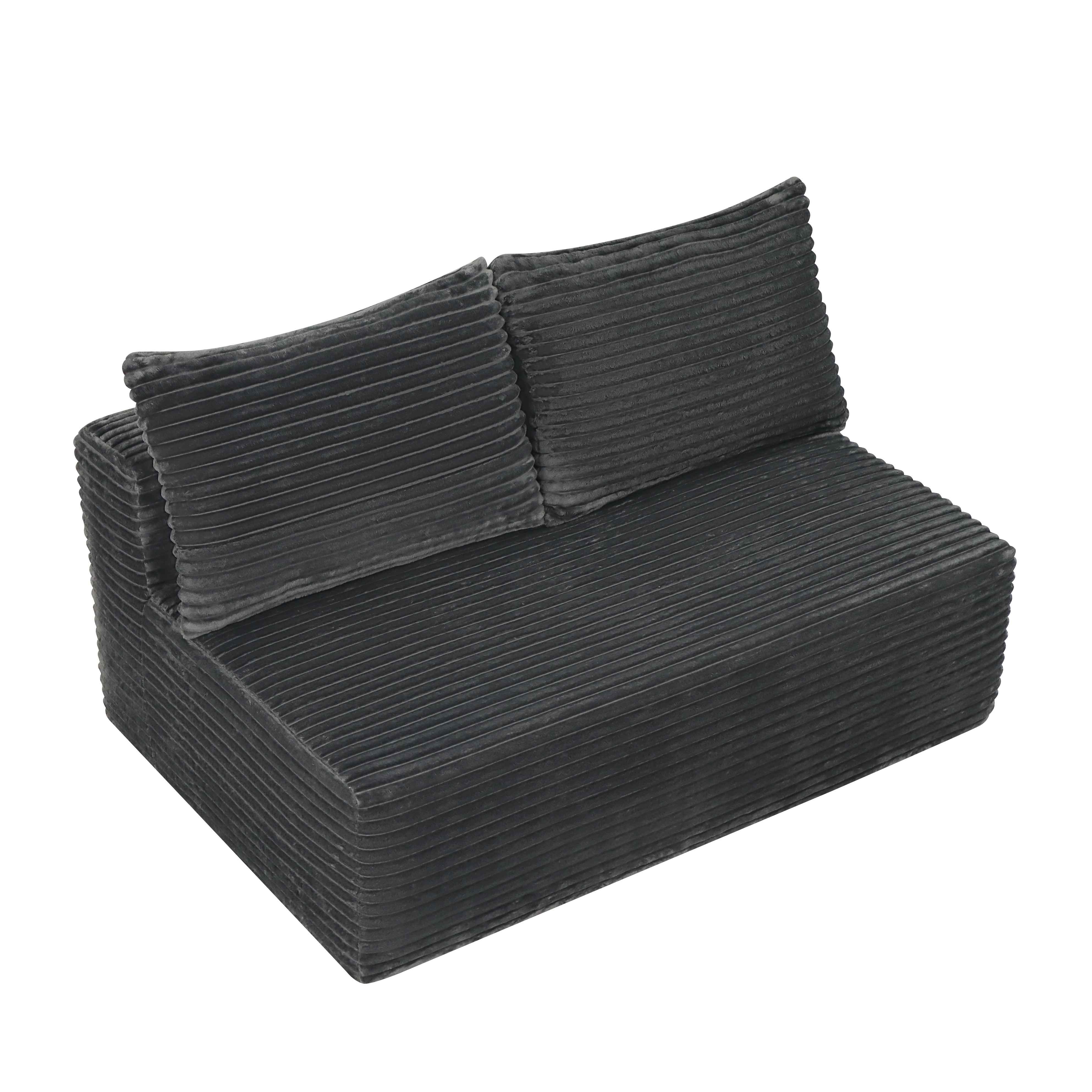 Grey Velvet Two Seater Sofa With Cup Holder For Living Room_voghion.com